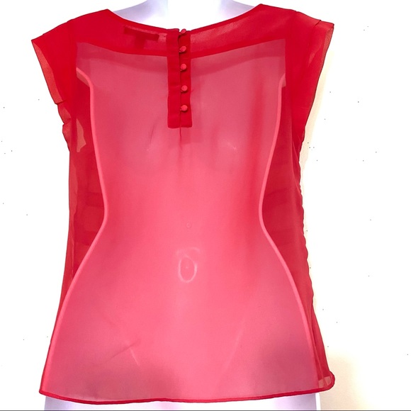 American Eagle Outfitters DARK PINK tiered front cap sleeve blouse size S/P - Picture 2 of 8